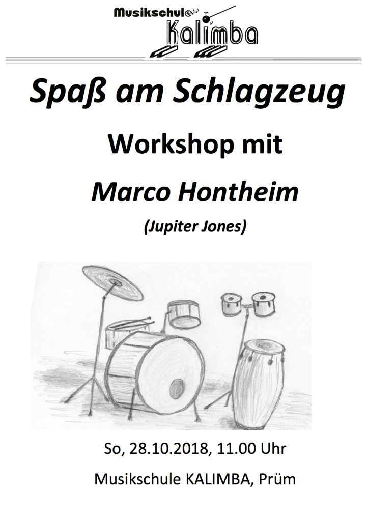 Schlagzeugworkshop Marco Hontheim, 2018 Plakat